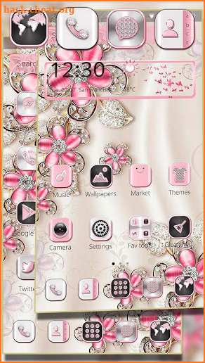 Luxury Gold Pink Flower Theme screenshot