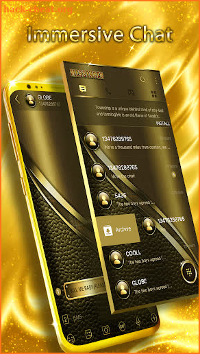 Luxury Golden SMS - Default SMS&Phone handler screenshot