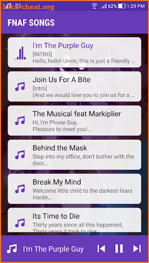 Lyrics FNAF 1 2 3 4 5 6 Songs Free screenshot