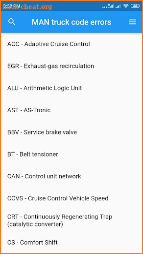 MAN Truck Fault Code Errors screenshot