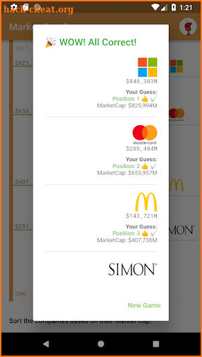 MarketCap Game by Anlage.App screenshot