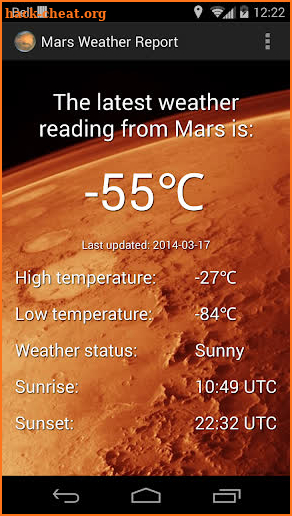 Mars Weather Report screenshot