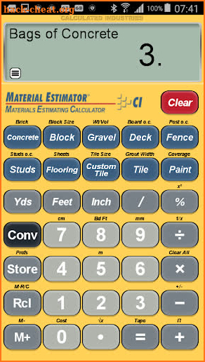 Material Estimator Calculator screenshot