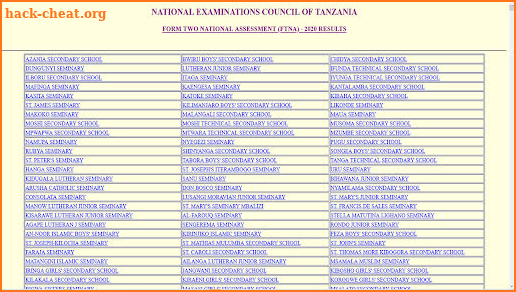 Matokeo Ya Kidato Cha Pili 2020 (NECTA 2021) screenshot