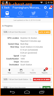 MBTA Commuter Rail Tracker screenshot