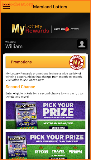 MD Lottery My Lottery Rewards screenshot