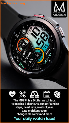 MD254 - Digital Modern Watch Face Matteo Dini MD screenshot