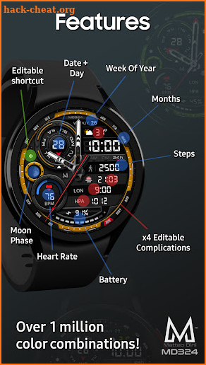 MD324 Hybrid watch face screenshot