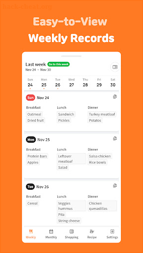 Meal Planner - Meal Journal screenshot