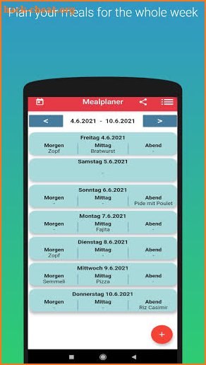 Meal Planner - Plan your meals for the whole week screenshot