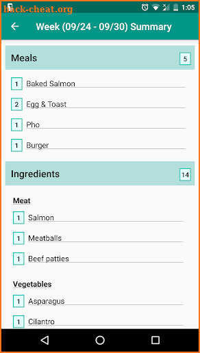 Meals By The Day: Weekly Meal Planner screenshot