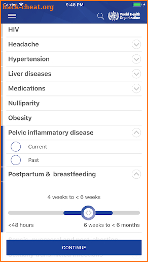 Medical eligibility criteria for contraceptive use screenshot