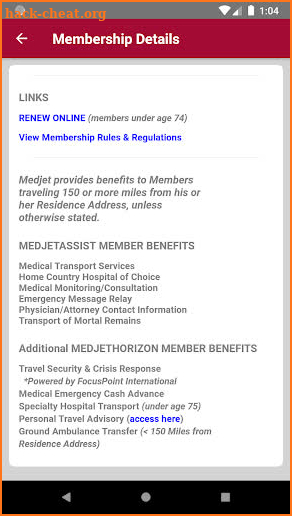 Medjet - Member Digital Card screenshot