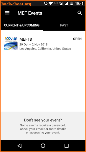 MEF18 Events screenshot