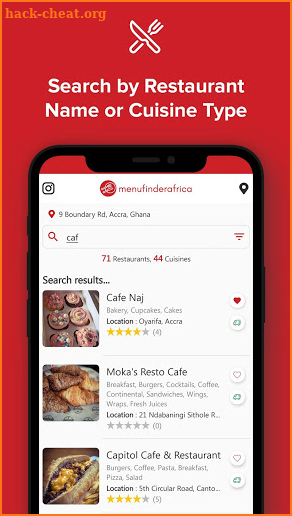 Menufinderafrica - Menus, Reviews & Food Guide screenshot