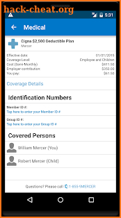 Mercer Marketplace 365 Benefits screenshot