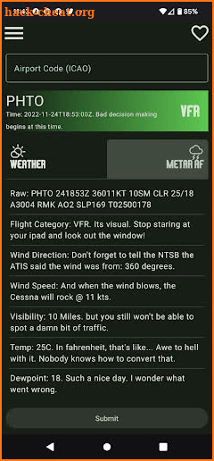 METAR AF screenshot