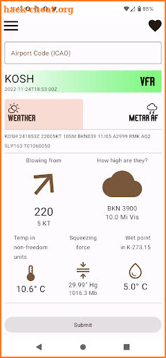 METAR AF screenshot