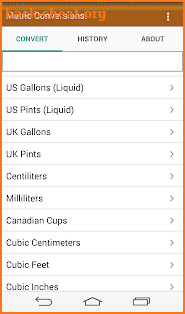 Metric Conversions screenshot