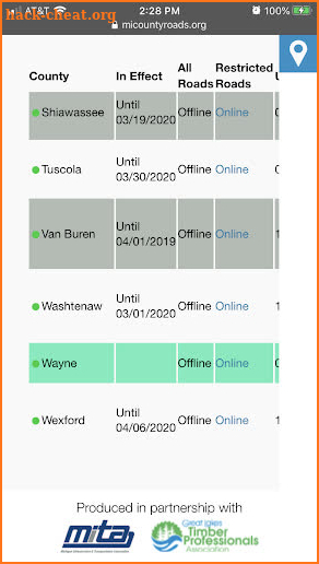 Mich. County Road Seasonal Weight Restrictions screenshot