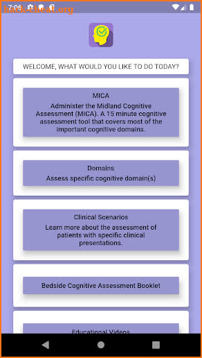 Midland Cognitive Assessment screenshot