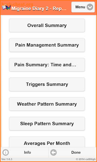 Migraine Diary 2 screenshot