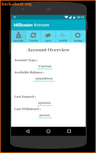 Millionaire Fake Bank Account screenshot