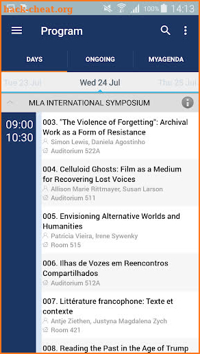 MLA International Symposium screenshot