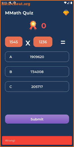 MMath Quiz screenshot