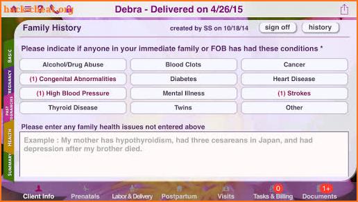 Mobile Midwife EHR Client Portal screenshot