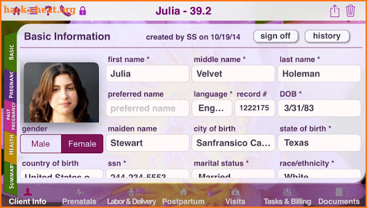 Mobile Midwife EHR Client Portal screenshot