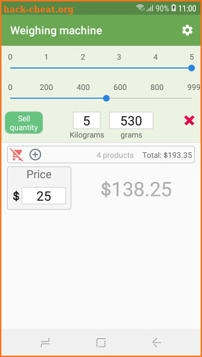 Mobile weight scale machine screenshot