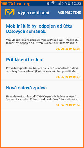 Mobilní klíč screenshot