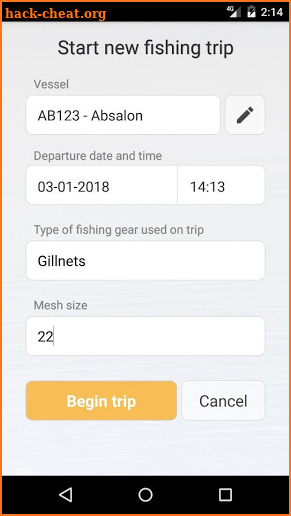 Mofi - Mobile fisheries log screenshot