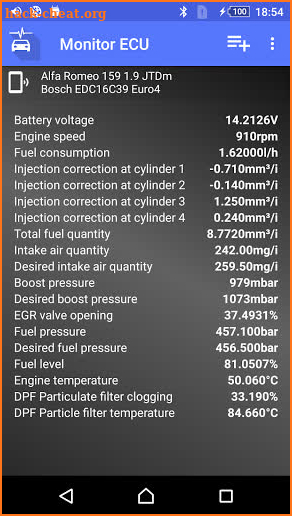 Monitor for Fiat & Alfa Romeo Diesel OBD ECU Scan screenshot