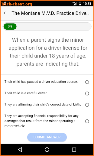 Montana MVD Practice Driver Test screenshot