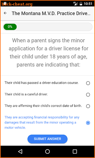 Montana MVD Practice Driver Test screenshot