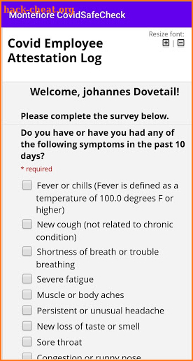 Montefiore SafeCheck screenshot