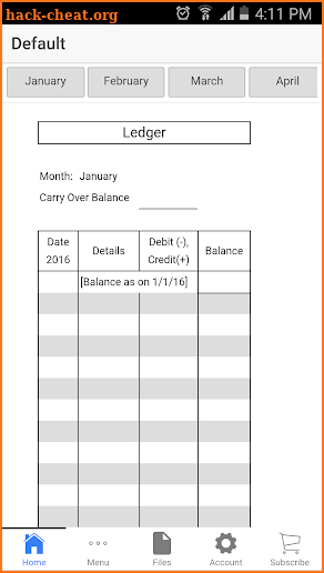 Monthly Ledger screenshot