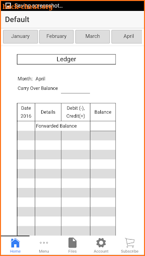 Monthly Ledger screenshot