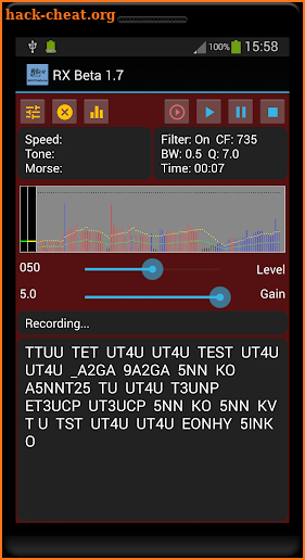 Morse Code Reader & Recorder - G0HYN RX Morse screenshot