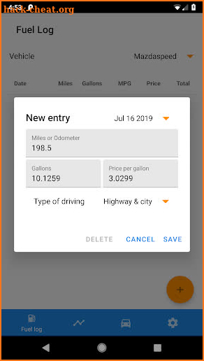 MPG Calculator - Fuel Efficiency Log screenshot