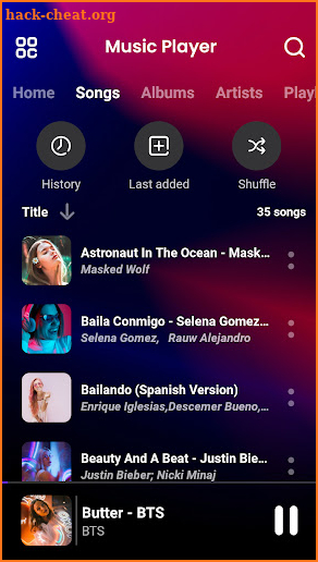 music player screenshot