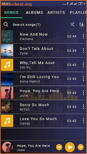 Music player screenshot