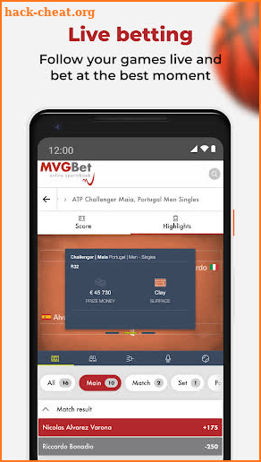 MVGBet Sportsbook screenshot