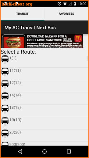 My AC Transit Next Bus screenshot