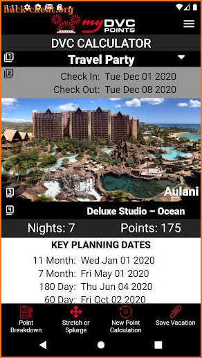 My DVC Points screenshot