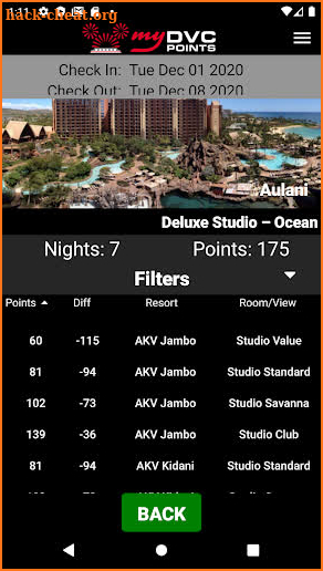 My DVC Points screenshot