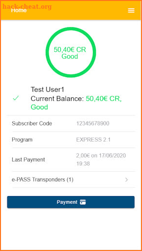 my e-PASS screenshot