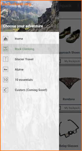 My Mountaineering Backpack screenshot